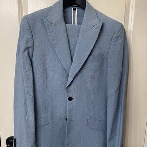 Express Blue Linen Suit 38R